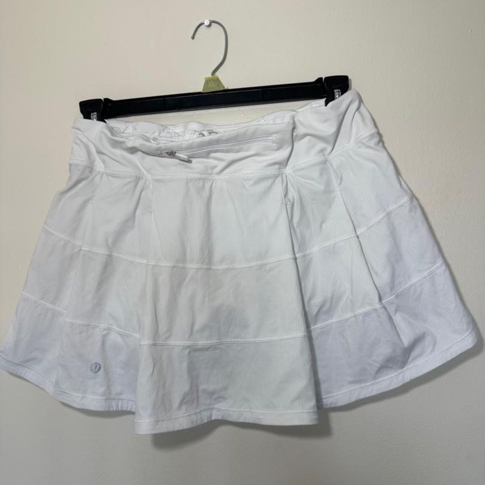 Lululemon White Tennis Skort with Hidden Pocket